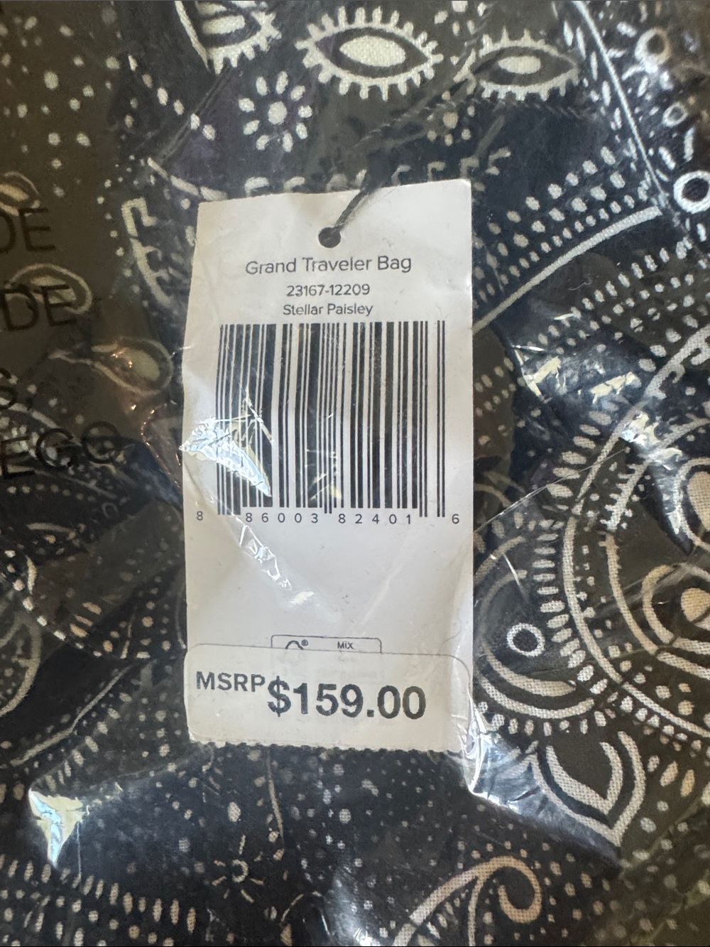 Vera Bradley Stellar Paisley Travel Duffel in Black and White